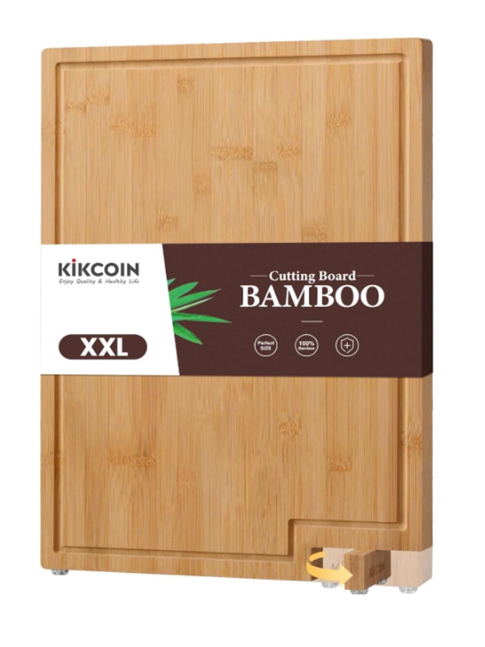 2 pack Bamboo Cutting Boards XL Kickstand & Juice Groove, 20"L x 14"W x 0.7"Th